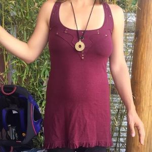 Maha Devi burgundy organic cotton dress- Small